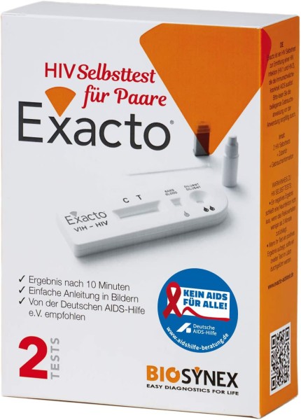 Exacto® HIV 2er Selbsttest für Zuhause – HIV Schnelltest: Anonym, Sicher, Schnell