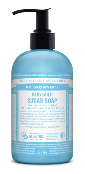 Dr. Bronner's Sugar Soap Flüssigseife Baby-Mild mit Pumpspender 355 ml